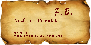 Patócs Benedek névjegykártya